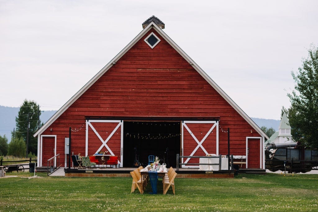 The Historic Roseberry Barn is a rustic barn wedding venue located in McCall, Idaho.
